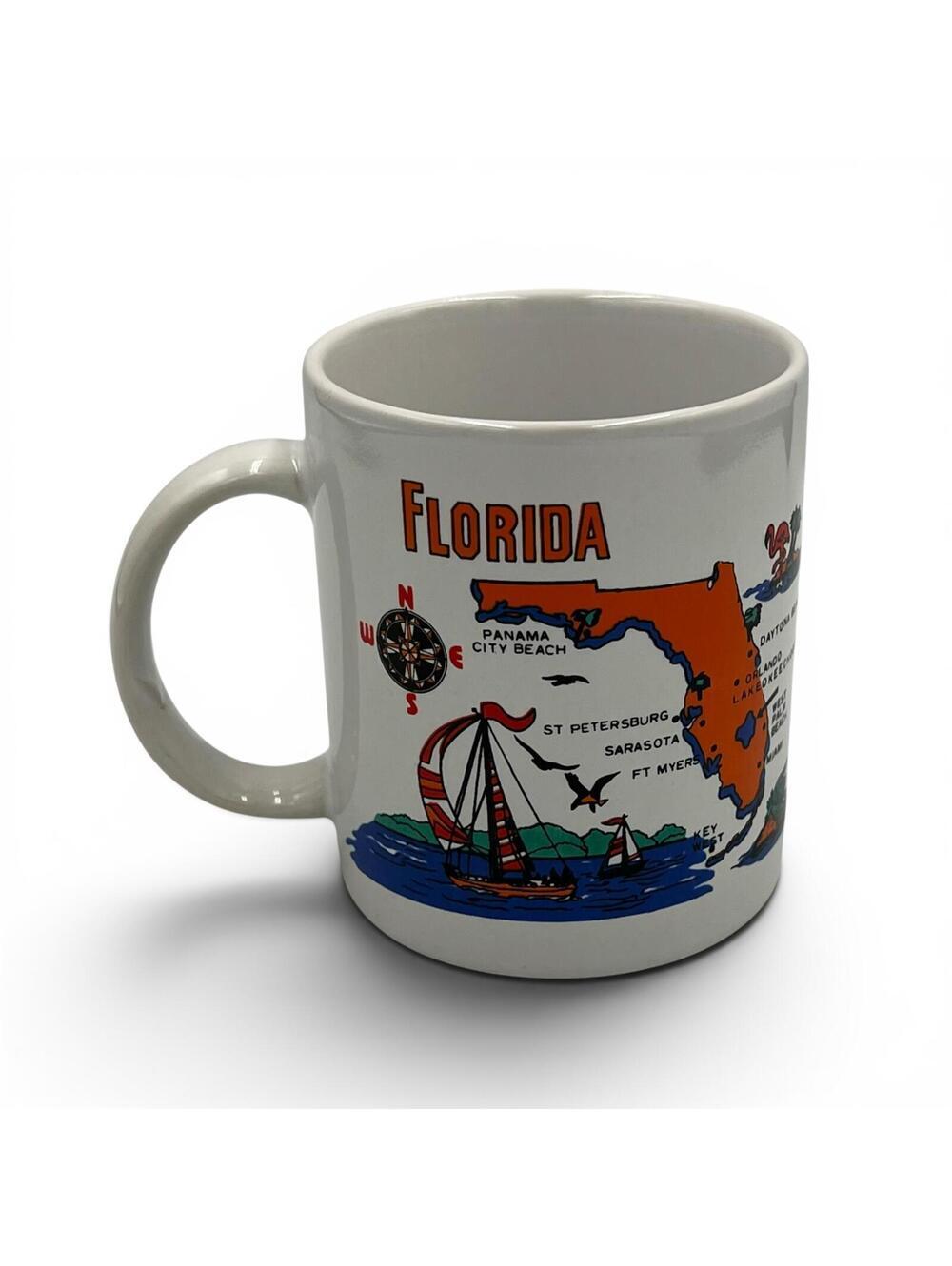 Vintage 90s Florida Cocoa Beach Ceramic Souvenir Coffee Mug